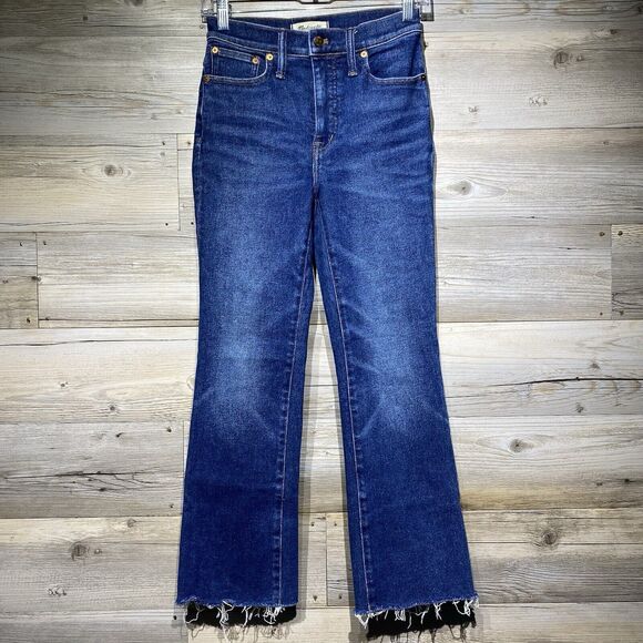 Madewell Cali Demi Boot Raw Hem Jeans Size 23 Raw Smithley Wash High Rise VGUC - Picture 4 of 12